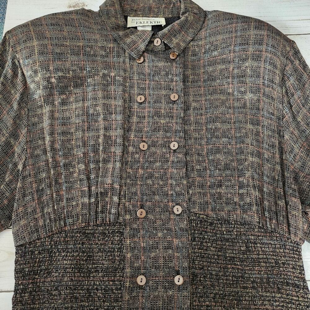 Vintage Jackie Bernard for Eklektic Long-Sleeved Button-Down Midi Dress Size 10 - Picture 6 of 13
